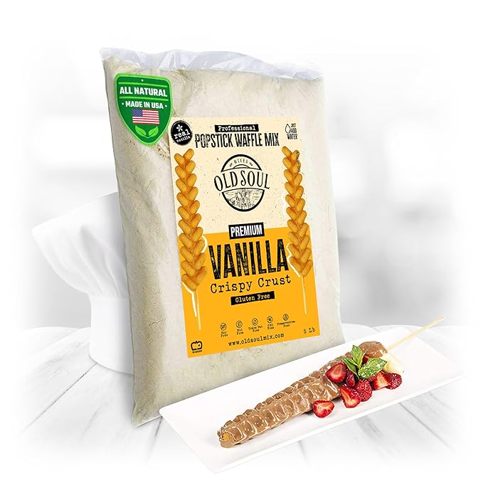 OldSoul Professional Popstick Waffle Mix | Stick Waffles Dough Mix | Vanilla Flavor | 112 Waffles | 5 Lbs (5 Lbs Gluten Free)