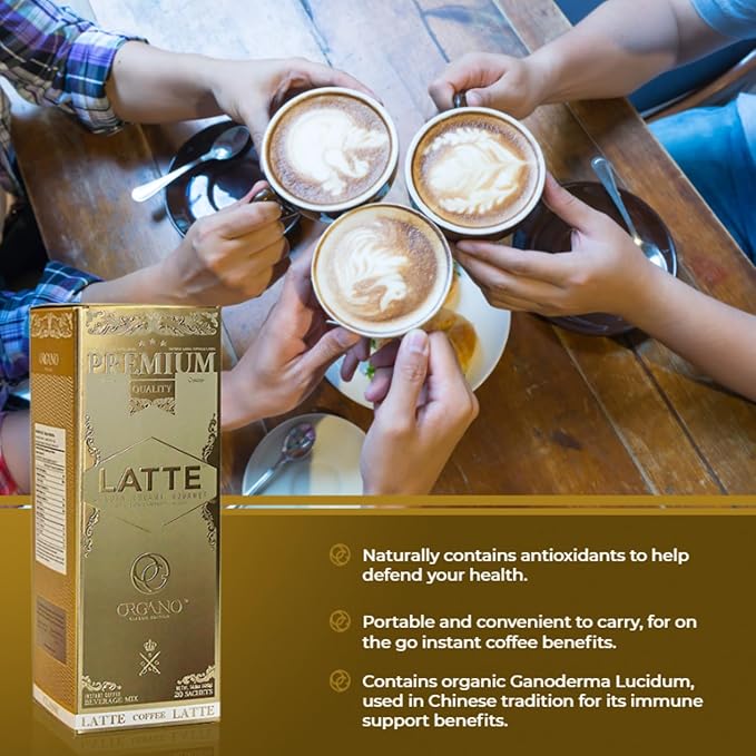 4 Boxes ORGANO Gourmet Cafe Latte100% Certified Ganoderma Lucidum (80 Sachets)