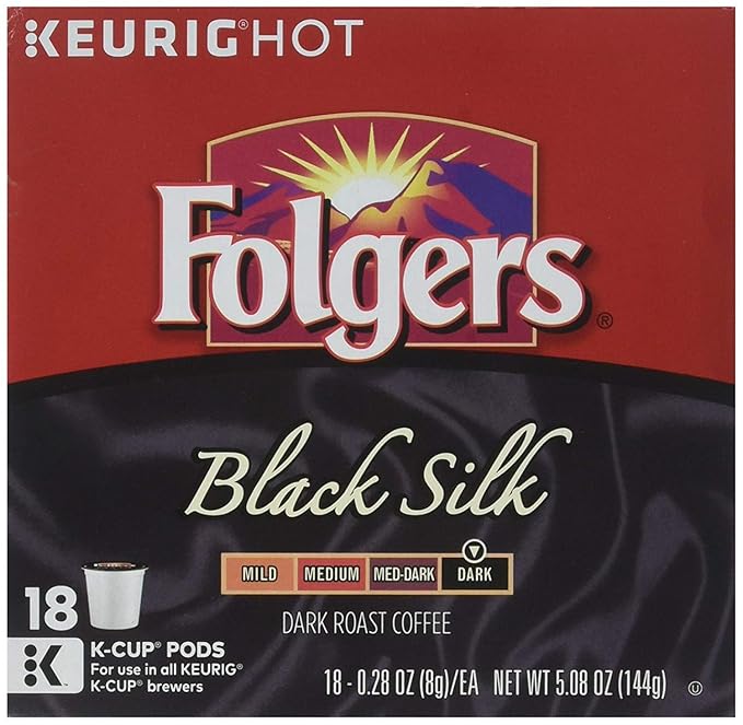 Folgers Black Silk Dark Roast Coffee 72 K Cups for Keurig Makers
