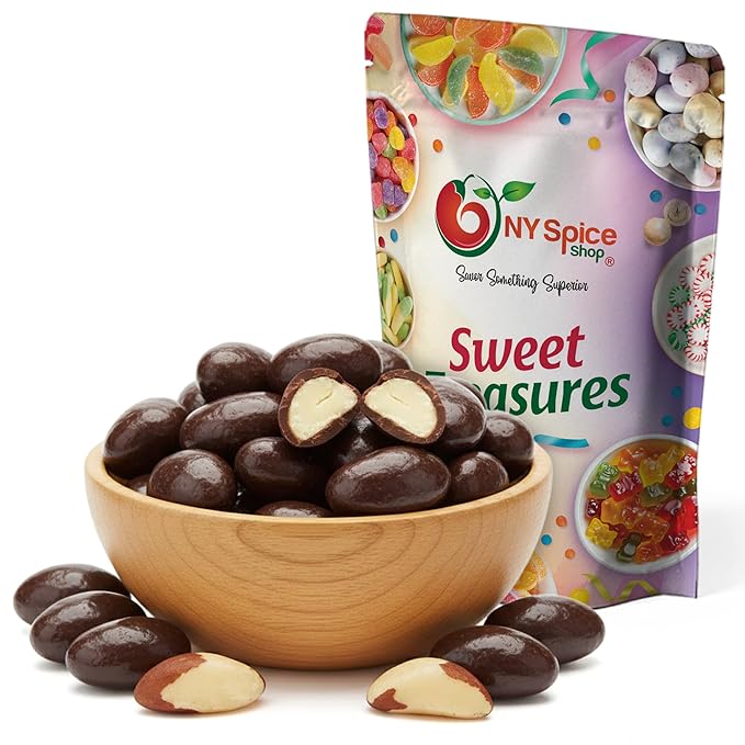 NY Spice Shop Dark Chocolate Brazil Nuts - 1 Pound Gourmet Chocolate Covered Nuts for Baking Desserts Snacks Gifts Parties Romantic Treats and Holiday Celebrations