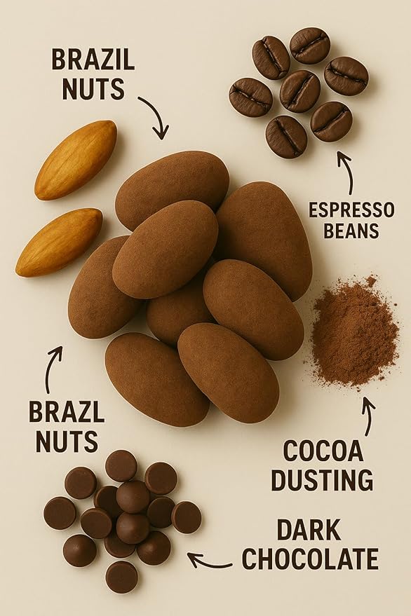 Espresso Dark Chocolate Cocoa Brazil Nuts 16 oz Bag