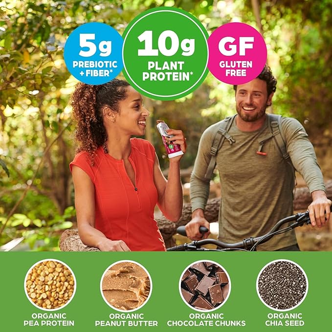 Orgain Organic Vegan Protein Bars Bundle - Chocolate Chip Cookie Dough &amp Peanut Butter Chocolate Chunk - 10g Plant Based Protein Gluten Free Non-GMO - 1.41 Oz (2 Pack of 12)