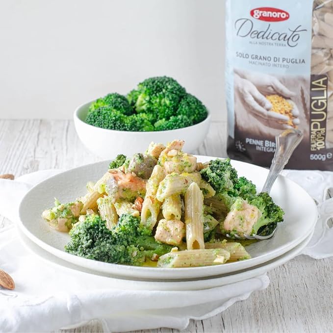 Granoro Dedicato Penne BIrigate (Double Ridged) #259 - Authentic Italian Pasta Made from 100% Puglia Durum Wheat Semolina Bronze Die Non-GMO Vegan 1 lb Bags (Pack of 3)
