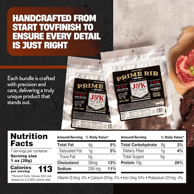 J&ampK Beef Jerky Bundle – 8 Bold Flavors Handcrafted &amp Double Tenderized 100% USDA Premium Beef Jerky 7oz Bags – Perfect for On-the-Go Snacking &amp Adventure