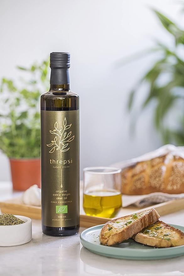 Threpsi Organic Extra Virgin Olive Oil | Extracted Cold | 100% Koroneiki Olives | Grown by Small Family Farmers near Kalamata