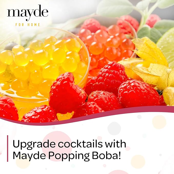 Mayde Popping Boba Pearls for Drinks Desserts &amp Breakfast Bowls (Lychee Flavor 7 Pounds)
