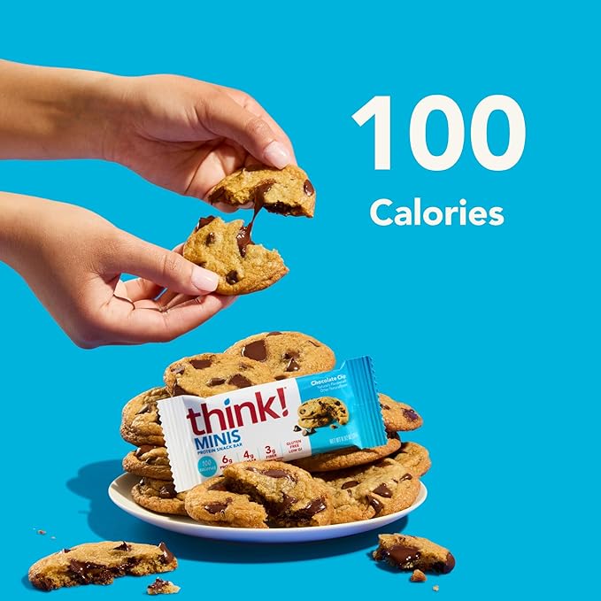 think! MINIS Protein Snack Bars Gluten Free Chocolate Chip 15 Count (Pack of 2)