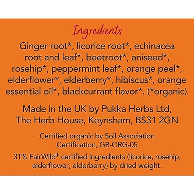Pukka Elderberry &amp Echinacea Organic Herbal Tea Perfect for Wellness Support Caffeine Free 80 Total Tea Bags (20ct - Pack of 4)