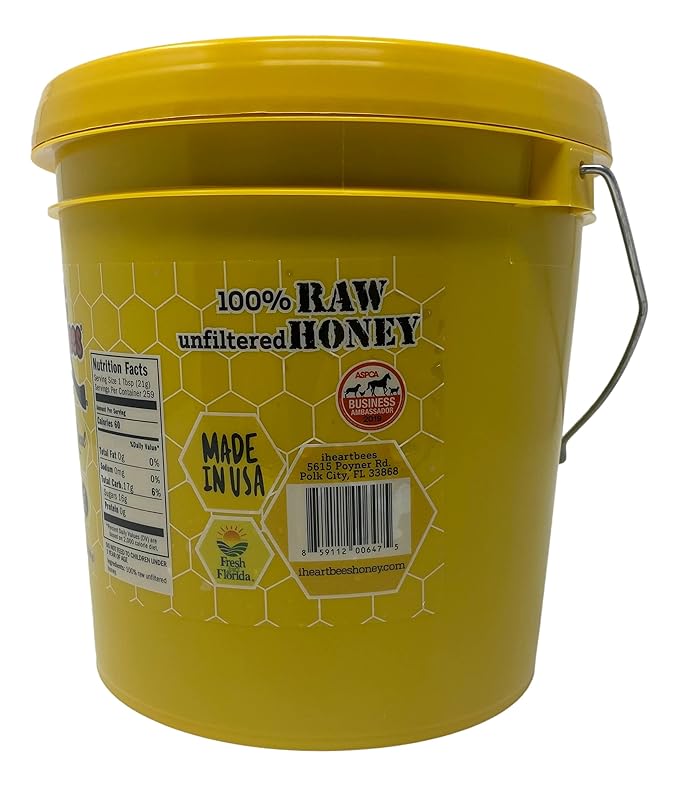 I HEART BEES Florida Summer Blend | Raw and Unfiltered Honey | 12 Pound Bucket