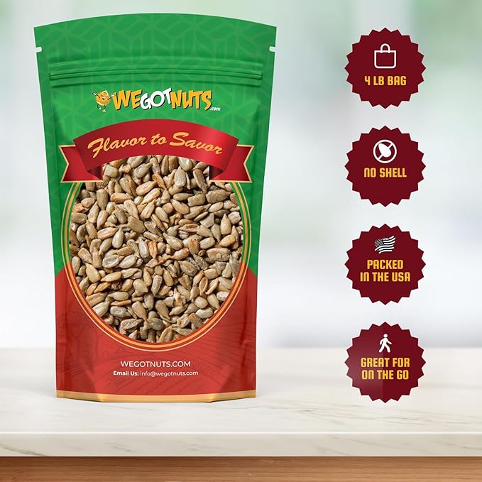 We Got Nuts Sunflower Seeds Roasted &amp Unsalted (No Shell) 4 LB