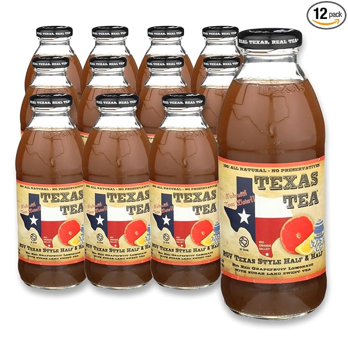 Texas Tea Rio Red Grapefruit Lemonade with Sugar Land Sweet Tea Real Brewed Black Tea &amp Grapefruit Lemonade Flavor Non GMO No Preservatives Refreshing Texas Brewed Tea 16 fl oz Pack of 12