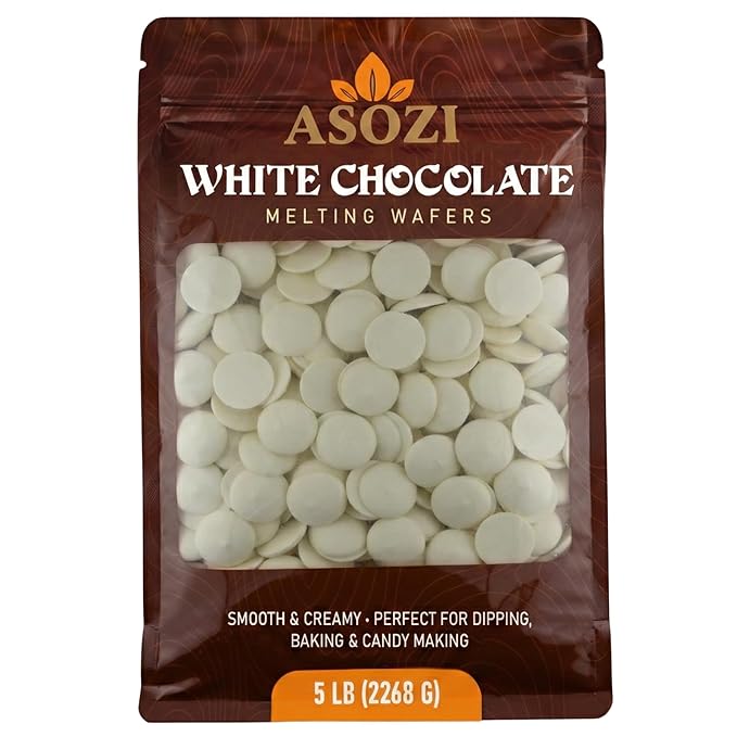 White Chocolate Melting Wafers 5lb - Premium White Chocolate Chips for Baking &amp Desserts - Smooth Melting Chocolate for Dipping Drizzling &amp Molding - Resealable Bag for Freshness