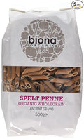 Biona Organic - Spelt Pasta Wholegrain - Penne - 500g (Pack of 5)