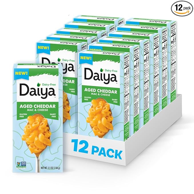 Daiya Dairy Free Gluten Free Aged Cheddar Mac &amp Cheese Vegan Plant Based Rice Pasta 5.5 oz (Pack of 12)