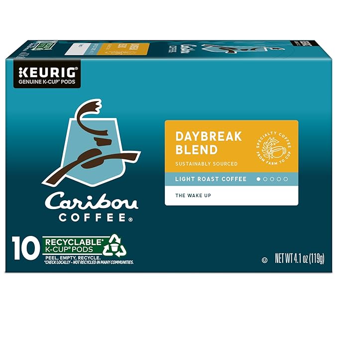 Caribou Coffee Daybreak Blend Keurig Single-Serve K-Cup Pod Light Roast Coffee(Pack of 6 60 Count Total)