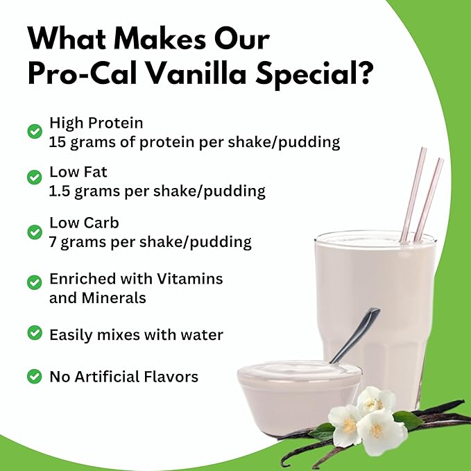 Pro-Cal Vanilla Meal Replacement Powder 14.07 oz – High Protein Low Calorie Shake &amp Pudding Mix – 16 Servings Delicious &amp Easy to Prepare – Supports Healthy Weight Management Vanilla