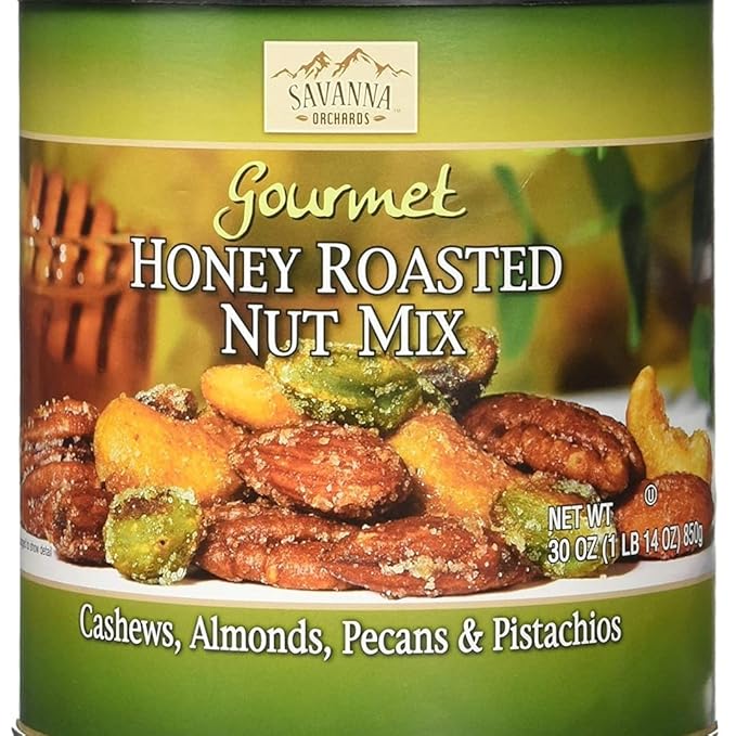 Savanna Orchards Gourmet Honey Roasted Nut Mix - Cashews Almonds Pecans and Pistachios (30 oz)