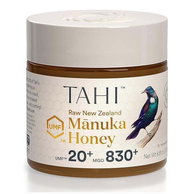Tahi Raw Manuka Honey New Zealand UMF 20+ Certified (MGO 830+) - 100% Sustainable Monofloral and Natural Honey - Non-GMO Glyphosate-Free and Gluten-Free - New Zealand Manuka Pure Honey - 8.81oz