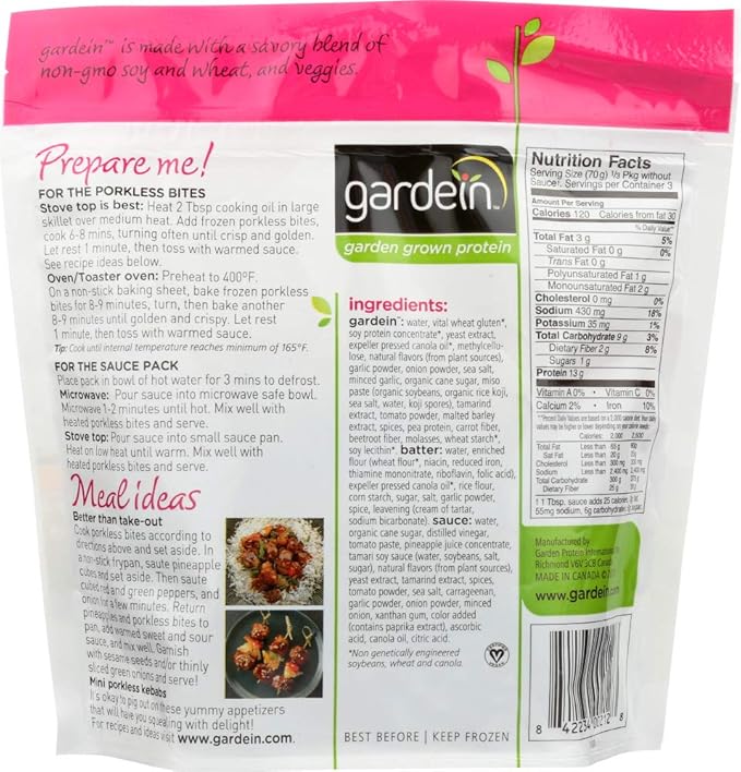 Gardein Sweet and Sour Porkless Bites 10.5 Ounce -- 8 per case.