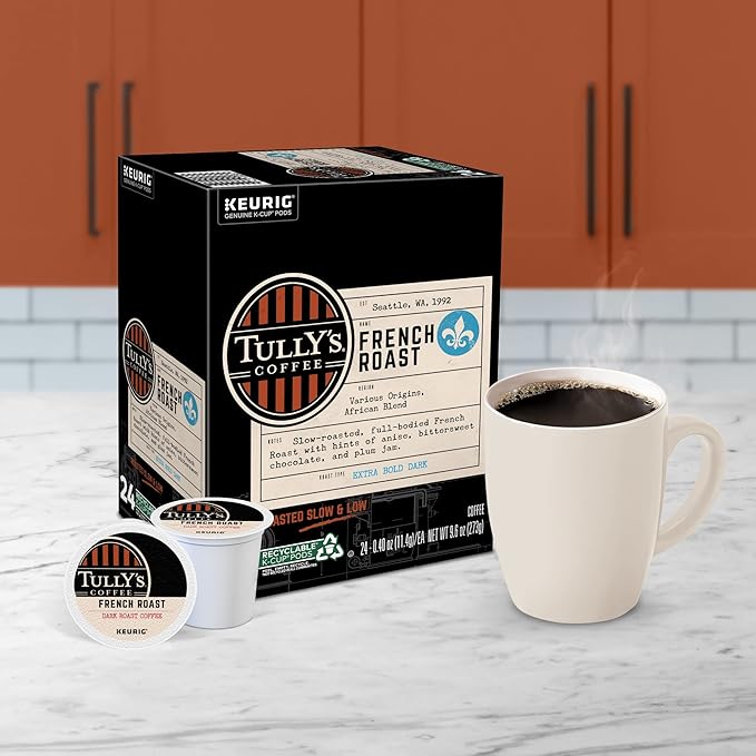 Tully's Coffee French Roast Keurig Single-Serve K-Cup Pods Dark Roast 96 Count