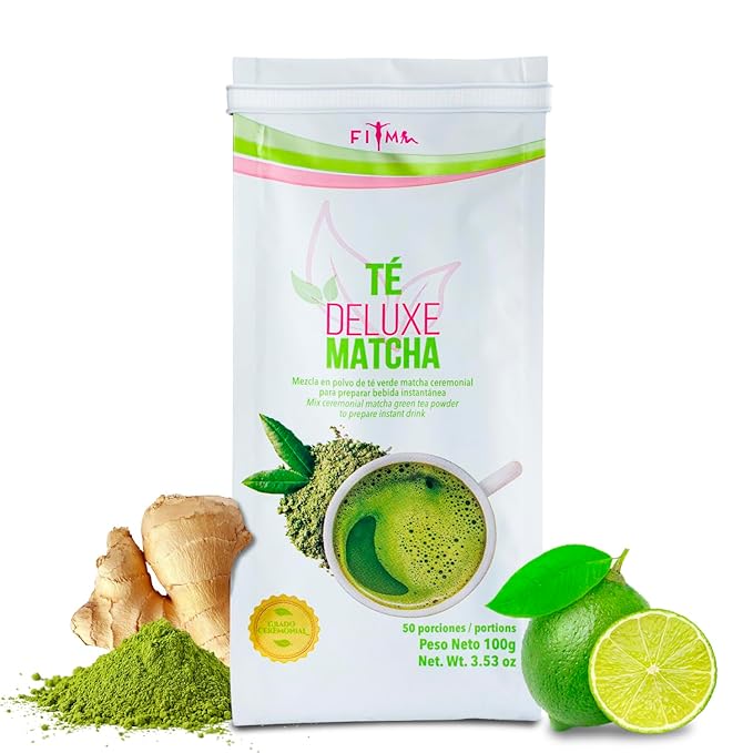 Té Deluxe Ceremonial Grade Matcha Tea with Zesty Lemon &amp Ginger | Premium Japanese Instant Powder Blend Sweetened with Stevia | Sugar Free Vegan Gluten Free Keto | 50 Servings