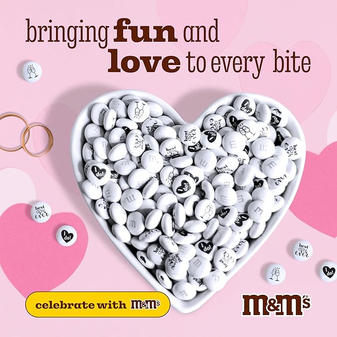 M&ampM’S WORLD Wedding Themed Milk Chocolate Candy - 5lbs Assorted Pre-designed Just Married I Do Wedding Decoration White Wedding M&ampM'S Candy