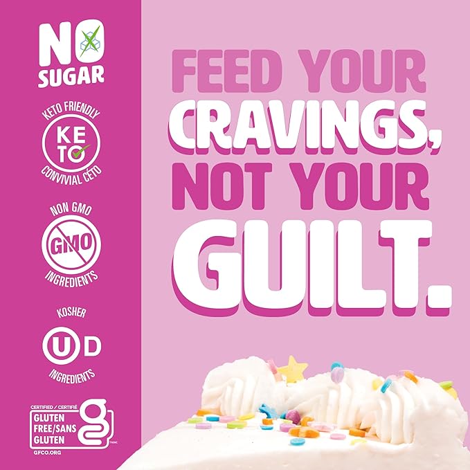 No Sugar Keto Bar Snack - Low Carb No Sugar Keto Snack Food with Keto Friendly Macros (12 x 1.41oz Bars Birthday Cake)
