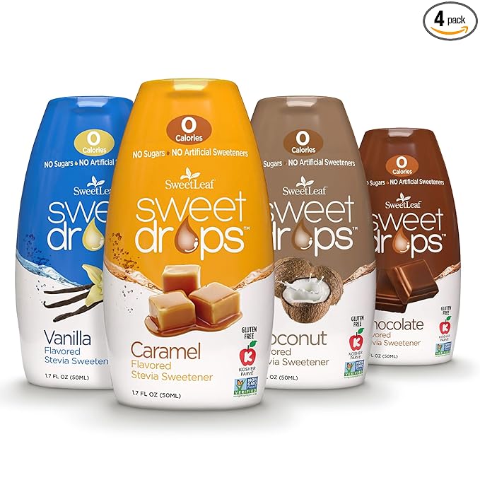 SweetLeaf Sweet Drops - Flavored Stevia Liquid Sweetener Stevia Extract Zero Calories Gluten Free Keto Friendly Non GMO Natural Flavor Sugar Alternative - Variety Pack 1.7 Fl Oz (Pack of 4)