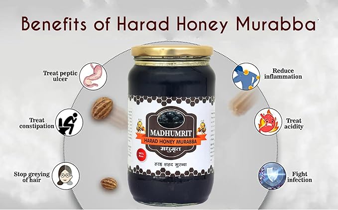 MADHUMRIT 100% Raw Natural &amp Organic Murabba | Raw Forest Marmalade | Helps Increasing Height Growth Healthy and Fresh | (500 gram) (Harad)