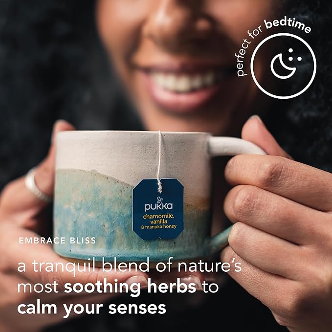 Pukka Calming Chamomile Vanilla &amp Manuka Honey Organic Herbal Tea Soothing Organic Tea Infusion Selection Honey &amp Fennel Blend Caffeine Free 80 Total Bags (20ct - Pack of 4)