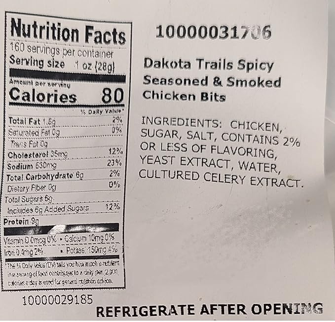 Dakota Trails SPICY SMOKED CHICKEN Kippered Jerky 10 Pounds Lbs Bulk Bag