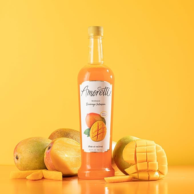 Amoretti - Mango Beverage Infusion - Drink Mix &amp Water Enhancer with Pump for Flavoring Cocktails Waters Teas and other Beverages Preservative Free