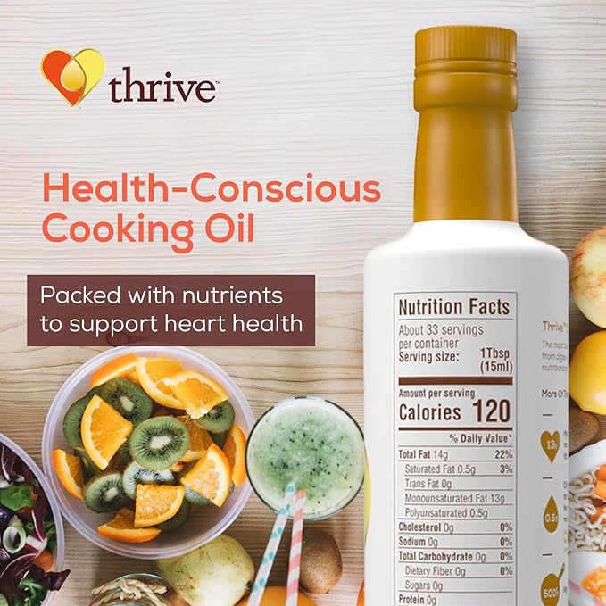 Thrive Cooking Oil - Reserve Pure Algae Oil Heart and Health-Conscious Oil Rich in Omega-9 Monounsaturated Fat (90%) Very Low Omega-6 16.9 fl oz 1 Pack