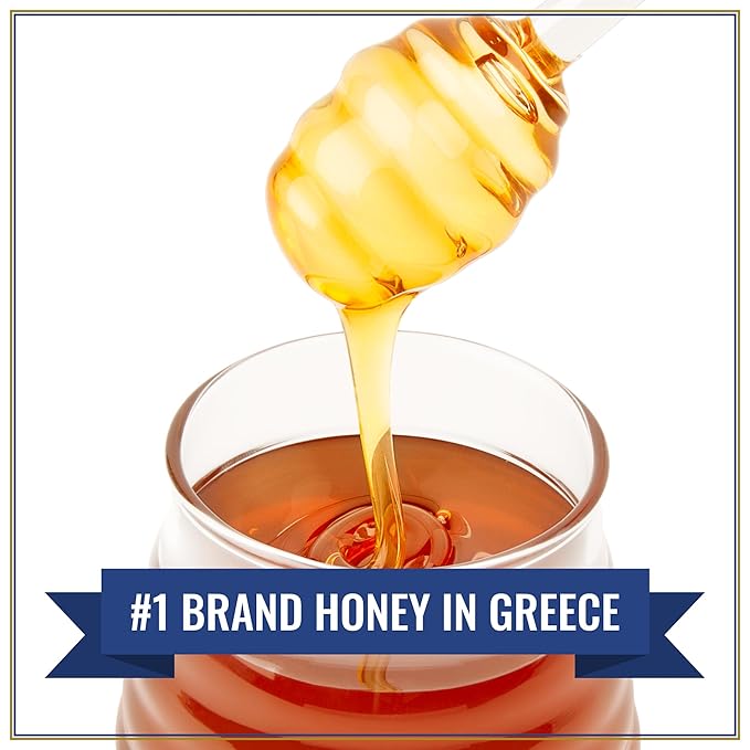 Attiki Pure Greek Honey with Thyme Wild Flowers and Herbs Perfect for Baking Cooking Lemonade and Tea 2.2lb (1000g) CAN
