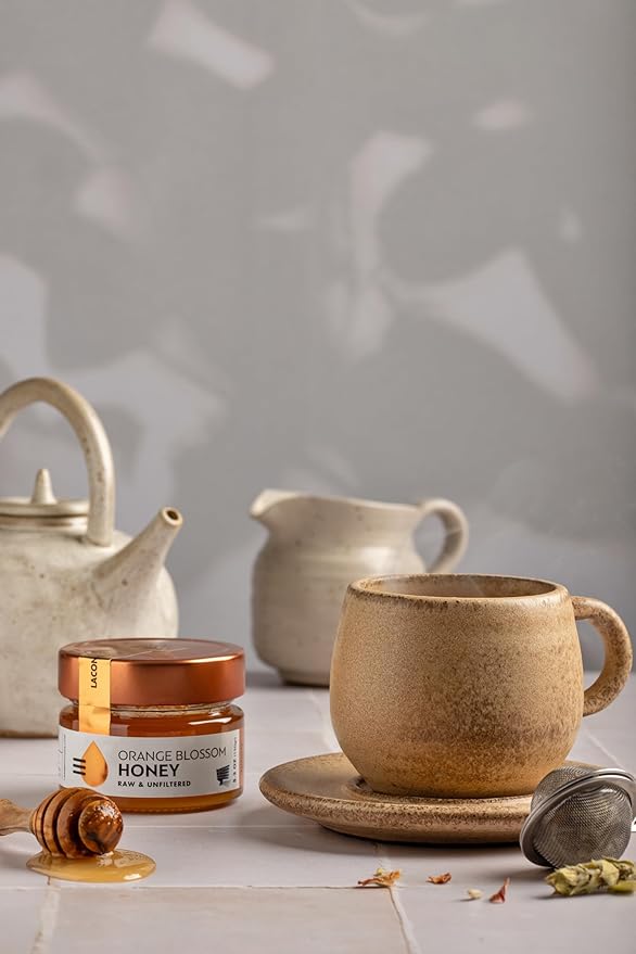 Laconic Foods | Orange Blossom Honey | Raw &amp Unfiltered Greek Citrus Honey | Single-Origin from Laconia | Woman-Owned NON-GMO | 315g