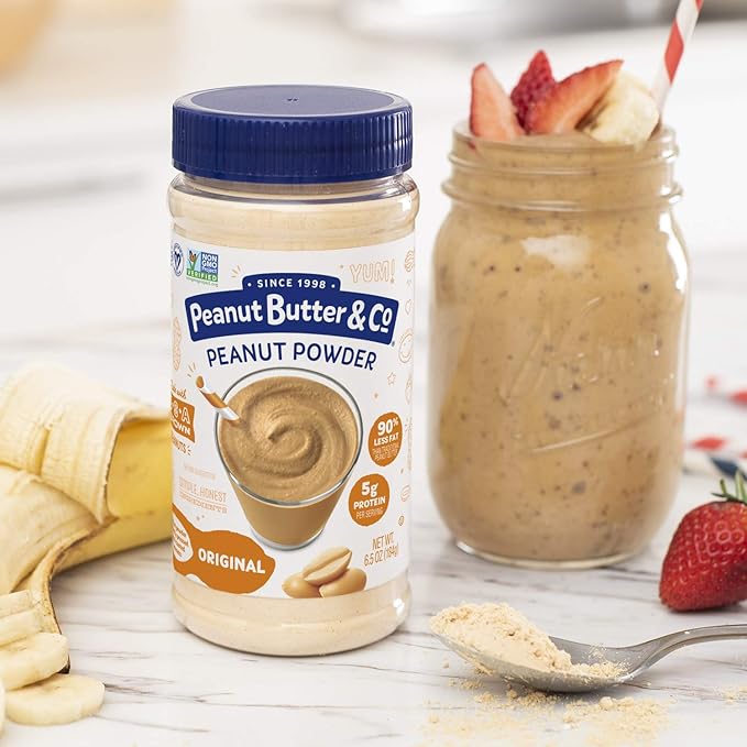 Peanut Butter &amp Co. Original Peanut Powder 5g Protein 0g Sugar Added 50 Calories per Serving 90% Less Fat Non-GMO Project Verified Vegan &amp Gluten Free Peanut Butter Powder 6.5 oz Jars (