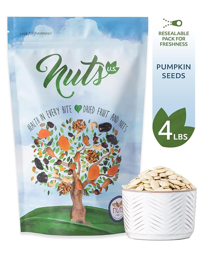NUTS U.S. - Pumpkin Seeds | Raw and Unsalted | Keto and Paleo Friendly | Vegan and Healthy Snacks in Resealable Bags (4 LBS)