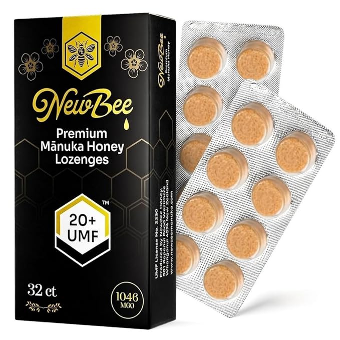 Manuka Honey Lozenges 32 Count Made W/UMF 20+ MGO 1046 New Zealand Manuka Honey UMF Certified Monofloral Traceable from Hive to Hand