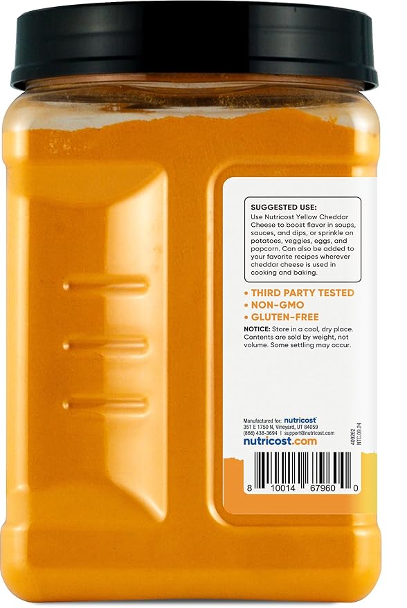 Nutricost Pantry Yellow Cheddar Cheese Powder (2.5 Pounds Per Bottle) - Powdered Cheese :: Great for Cooking Baking Popcorn and More!