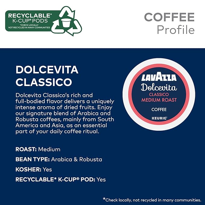 Lavazza Favorites Collection Variety Pack Single Serve Keurig® K-Cup® Pods Light and Medium Roast Coffees 64-Count Box