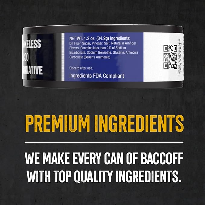 5 Cans BaccOff Classic Mint Long Cut Bold and Icy Mint Flavor Realistic Moist Alternative