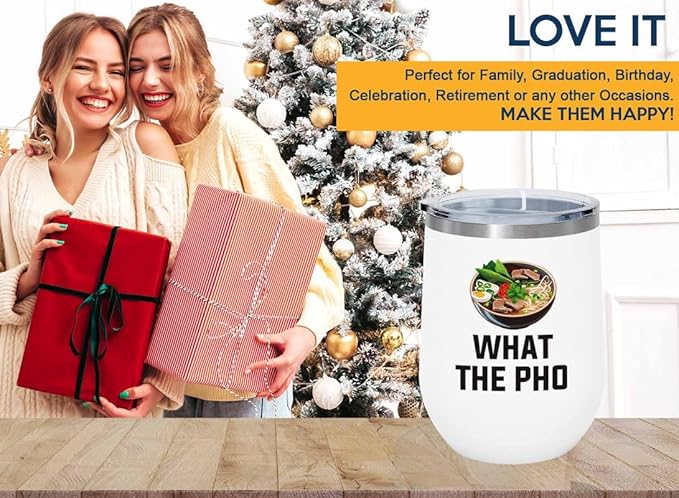 Ramen Lover White Edition Wine Tumbler 12oz - What the pho - Food Lovers chicken pumpkin vegan pantry spicy noodles