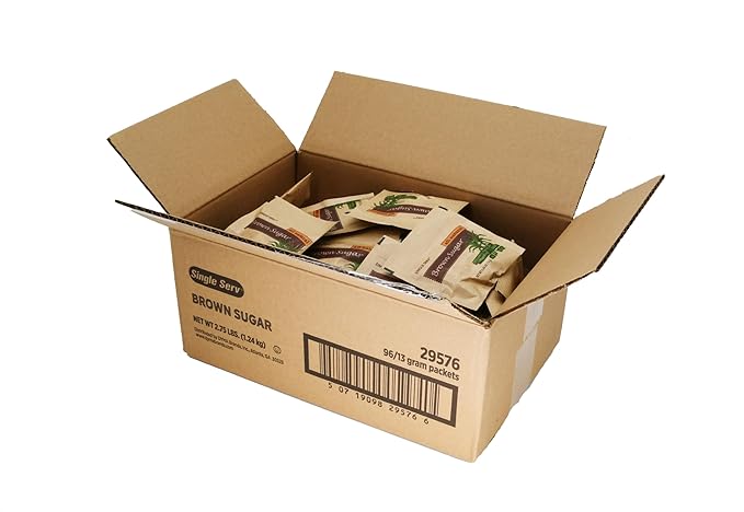 Single Serv All Natural Brown Sugar Packets - Delicious Brown Sugar Easy To Open Perfect for On-the-Go Sweetening and Baking - 13g Individual Servings. 96 Count