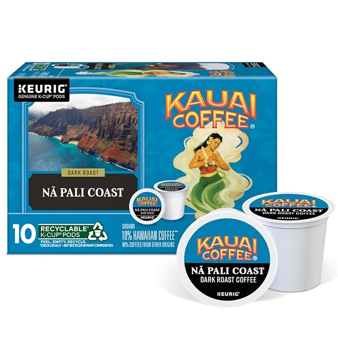 Kauai Coffee Na Pali Dark Roast - Compatible with Keurig K-Cup Brewers 10 CT (Pack of 4)