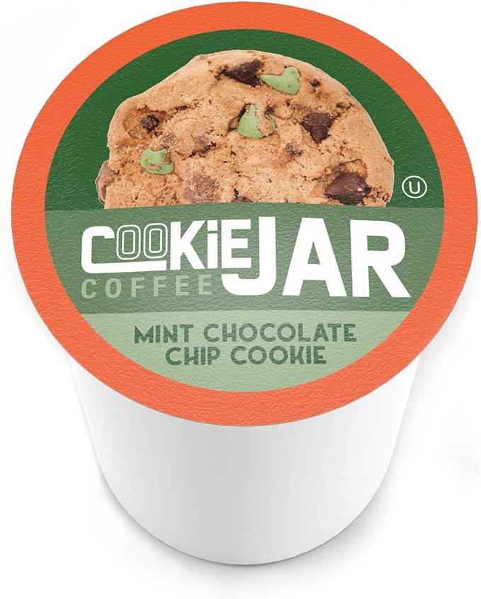 Cookie Jar Mint Chocolate Chip Flavored Coffee Pods for Keurig K Cup Brewers 40 Count – Refreshing Mint and Chocolate Blend for a Unique Coffee Experience