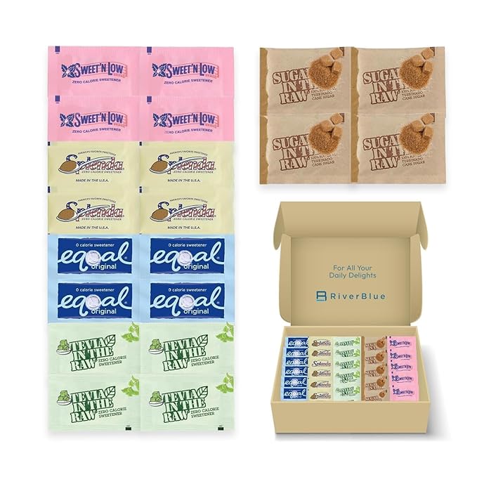 Assorted Sugar and Sweetener Packets for Home Office &amp Travel 350 Pack