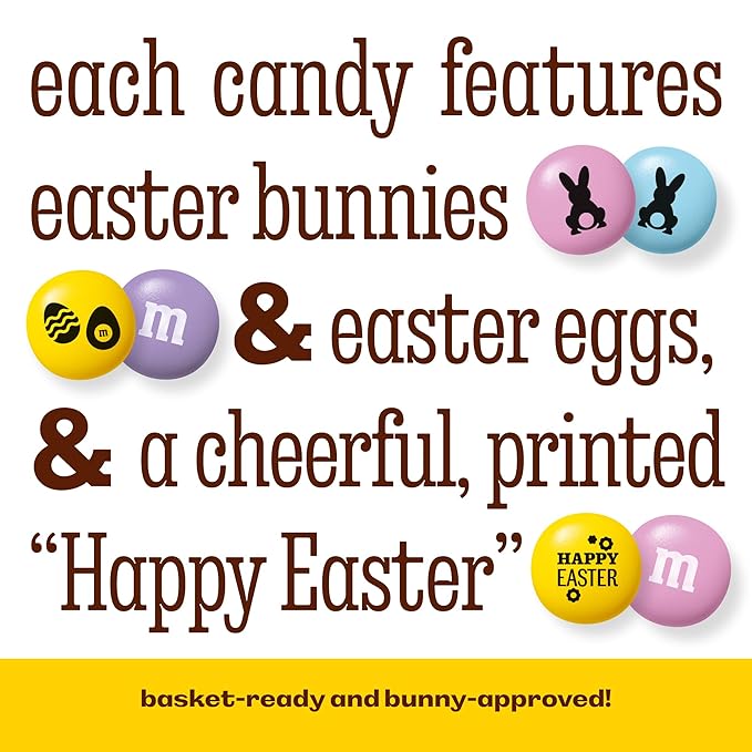 M&ampM’S WORLD Milk Chocolate Party Favors (30 Pack) Printed M&ampM'S With Fun Easter Themed Icons Perfect For Celebrations &amp Gatherings Egg Hunts &amp More