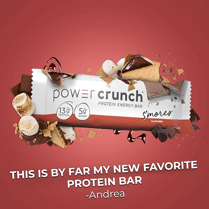 Power Crunch Protein Wafer Bars High Protein Snacks with Delicious Taste S'Mores 1.4 Ounce (12 Count)