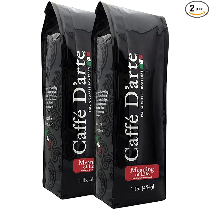 Caffe D'arte Meaning of Life Whole Bean Coffee – Medium‑Dark Roast Well‑Balanced Classic Blend Roasted in Seattle Ideal for Drip Brewing 1 lb
