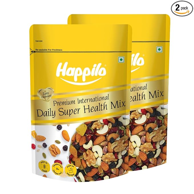 Happilo Premium International Daily Super Health Mix 160g (Pack of 2) | Premium SuperFood Mix of nuts seeds dry fruits &amp more | Perfect Party Mix Snack | Vegan-Friendly &amp Gluten-Free